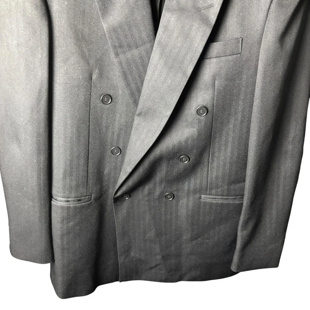 Raffinati Double Breasted Blazer Mens Black Striped Peak‎ Lapel Formal Classic